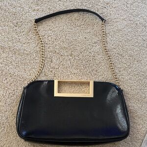 Michael Kors Black Clutch with Gold Chain